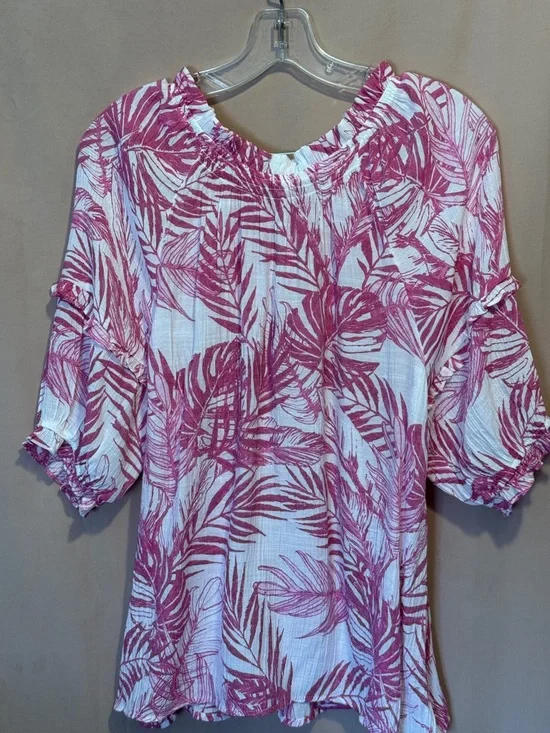 Nanette Lepore White Blouse with Pink Leaf Print - Picture 5 of 5